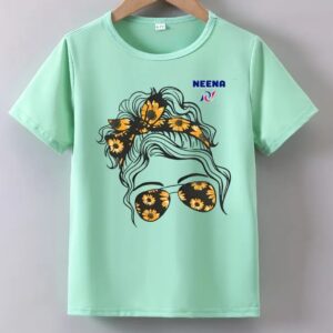 Mint Green Floral Graphic Print T-Shirt